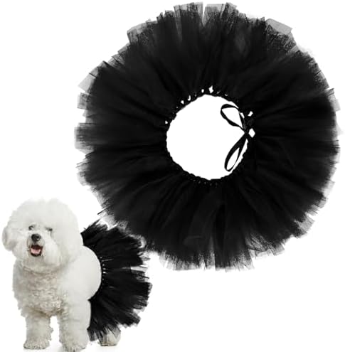 Dog Tutu for Dogs Tulle Skirt Pet Costume, Black by Locmeo