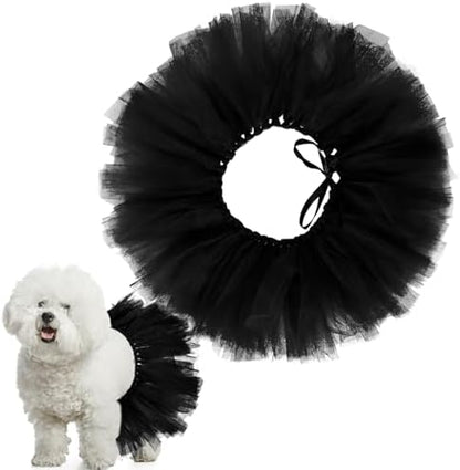 Dog Tutu for Dogs Tulle Skirt Pet Costume, Black by Locmeo