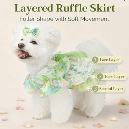 Spring Dog Dress, Floral Princess Dog Dress, Multi-Layer Ruffle Skirt with Soft Mesh & Lace Fabric, Girl Dog Clothes for Holiday, Birthday, Wedding, Party, Photoshoot (XXL) - Image 4