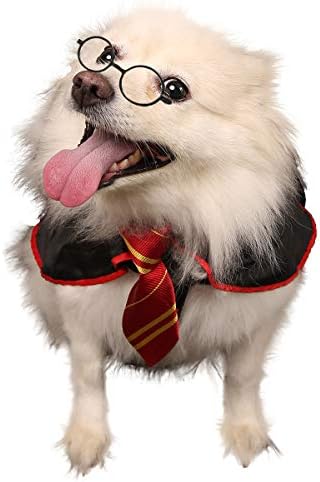Halloween Dog Costume Pet Wizard Shirt Cat Soft Clothes for Dogs Cats Soft Hoodies with Glasses (Medium) - Image 3