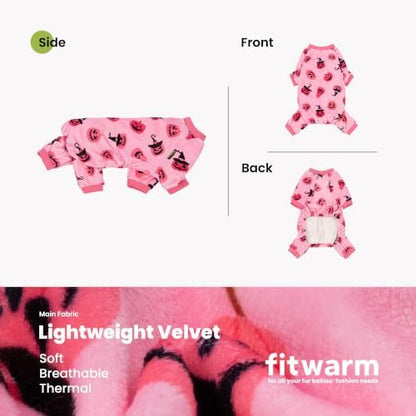 Fitwarm Halloween Jack O Lantern Dog Pajamas, Funny Costumes for Small Dogs Girl, Pet Outfit, Pink, Black, Medium - Image 5