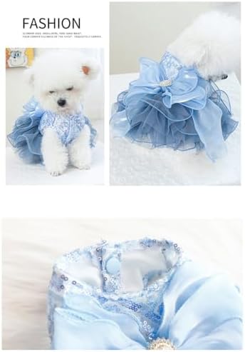 Fashion Sweet Puppy Dog Blingbling Princess Skirt Pet Dog Lace Cake Camisole Tutu Dress E-Navy XL - Image 5