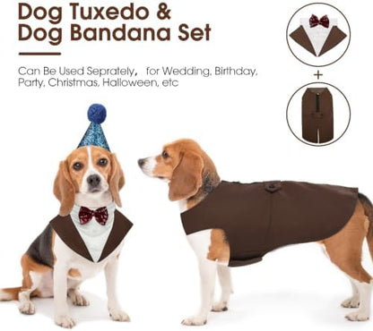Kuoser Dog Tuxedo, Dog Suit and Bandana Set, Dogs Costume with D-Ring - Image 2