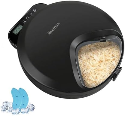 Automatic Wet Food Cat Feeder, Auto Refrigerated Wet Foods Feeder for Cats Dogs 4 Meal Timed Fresh Foods Dispenser with 2 Ice Packs Small Pet Feeders for Kitty Puppy Automatic Cat Dog Food Bowl Black