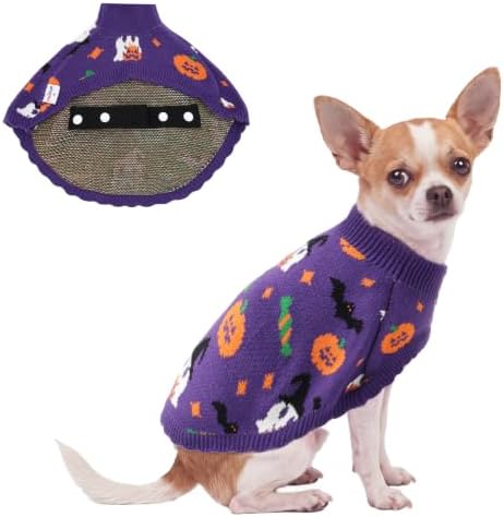 Dog Halloween Sweater Cloak, Cold Weather Coat Dog Jacket for Small Dogs, Classic Turtleneck Thick Puppy Clothes with Leash Hole DS-DP04M by UNIPUP