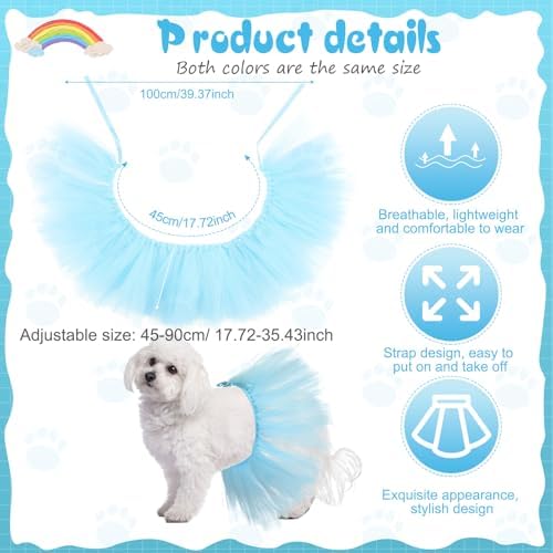 Dog Tutu for Dogs Tulle Skirt Pet Costume, Blue - Image 2