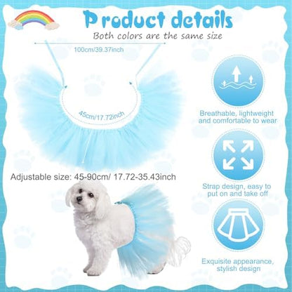Dog Tutu for Dogs Tulle Skirt Pet Costume, Blue - Image 2