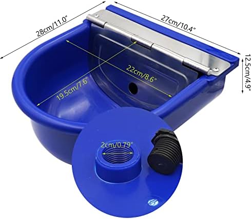 MINYULUA Automatic Waterer Bowl Large Horse Waterer with Float Valve (Blue)