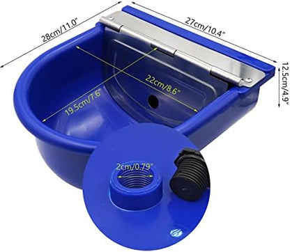 MINYULUA Automatic Waterer Bowl Large Horse Waterer with Float Valve (Blue)