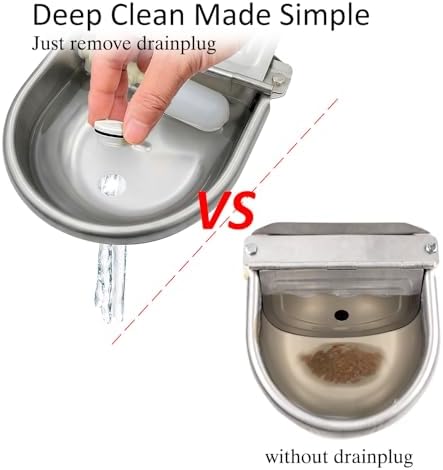 Automatic Water Dispenser for Dog Water Bowl Dispenser Large Size Stainless-Steel Waterer Feeder Self Filling Water Trough for Poultry and Livestock (Metallic Gray, Large)