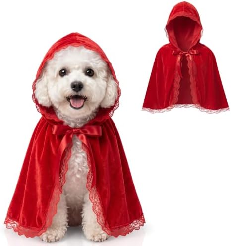 Haysandy Red Riding Hood Costume for Dog Pet Red Hooded Velvet Cloak, M by Haysandy