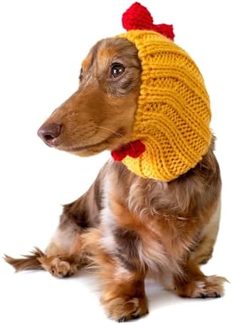 Zoo Snoods Rooster Costume - Knit Chicken Dog Snood Ear Wrap for Pets, Warm Neck Cover for Halloween and Winter (Small) by ZooSnoods