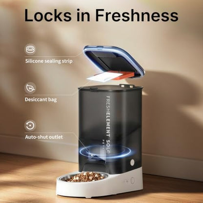PETKIT Automatic Cat Feeder, 2.4G WiFi Automatic Dog Feeder, App Control Pet Food Dispenser with Triple Fresh-Lock System, Schedule Feeding, Food Shortage Alert, Dual Power-Charge&Battery,3L Capacity