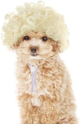 Funny Pets Wigs for Dog, Blonde Curly Adjustable Pet Wig for Dogs, Halloween Pet Costume Accessories for Christmas, Parties, Festivals Cosplay, Gold, Fits 12-24 Inches Head Circumference - Image 2