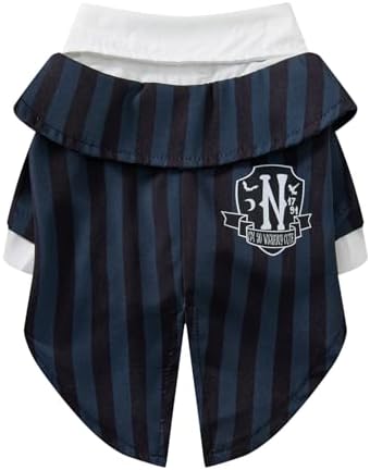 Halloween Dog Costume Pet Dog Black School Uniform Cute Dress Up (Blue, L) - Image 2