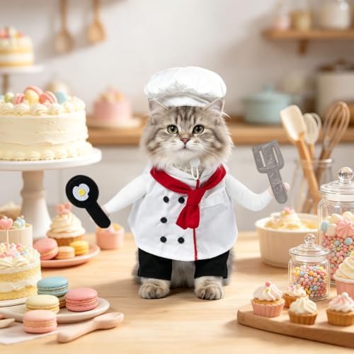 DELIFUR Dog Chef Costume with Hat Cute Halloween Costume (Chef, Medium) - Image 5