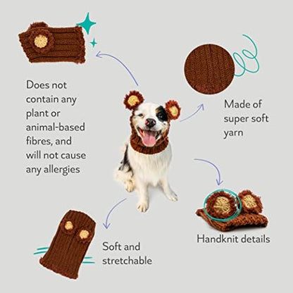 Zoo Snoods Fuzzy Bear Costume - Warm Knit Dog Snood Wrap for Pets, Neck Ear Cover Protection, Halloween Winter (Medium) - Image 2
