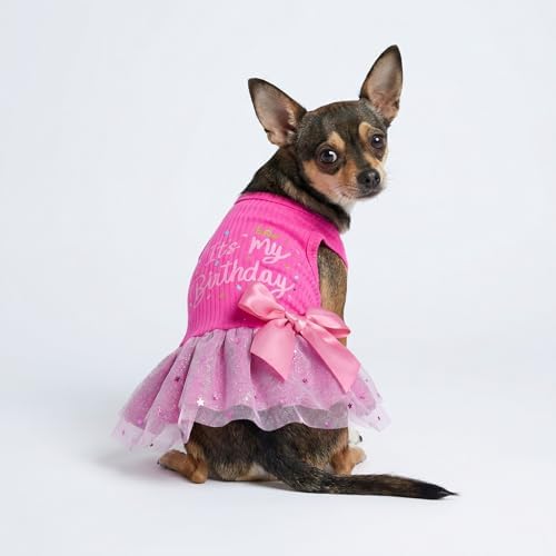 Fitwarm It's My Birthday Dog Dress, Dog Birthday Dress with Bowknot, Dog Clothes for Small Dog Girl, Funny Dog Clothes, Female Pet Outfit, Pink, Large - Image 4