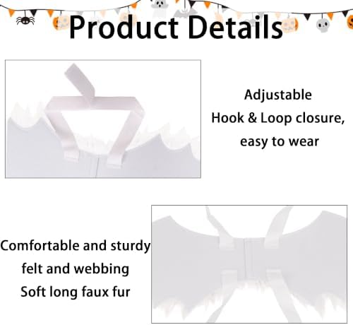 ADOGGYGO Angel Wings Dog Costume, White Faux Fur Halloween Dog Wings, Large - Image 4