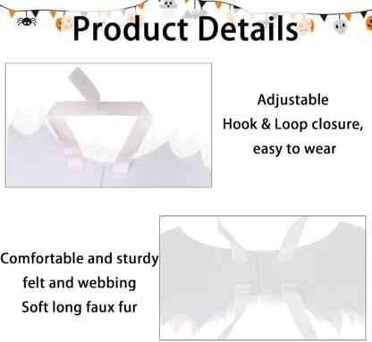 ADOGGYGO Angel Wings Dog Costume, White Faux Fur Halloween Dog Wings, Large - Image 4