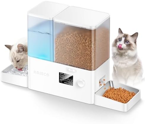 ROJECO Automatic Cat Feeder and Water Dispenser,8.5L Timed Cat Feeder