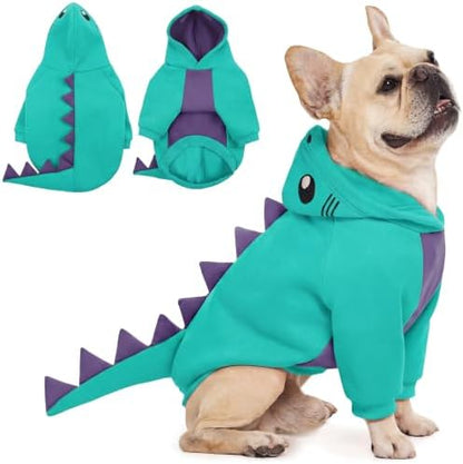 QBLEEV Dog Dinosaur Costume, Dog Halloween Costume with Hoodie by QBLEEV