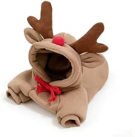 Fleece Lined Dog Hoodie Sweatshirt Fall Winter Costume, Reindeer L - Image 6