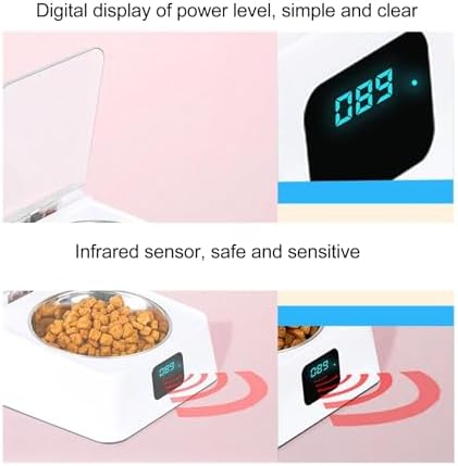 Automatic Pet Feeder, Infrared Sensor Lid Opening Smart Dog Cat Feeder with Removable Food Bowls, Digital Display, Prevent Food Pollution, Battery Powered