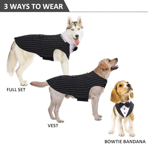 Dog Tuxedo for Large Dogs, Dog Suit and Bandana Set, Dog Costume Outfit - Image 2