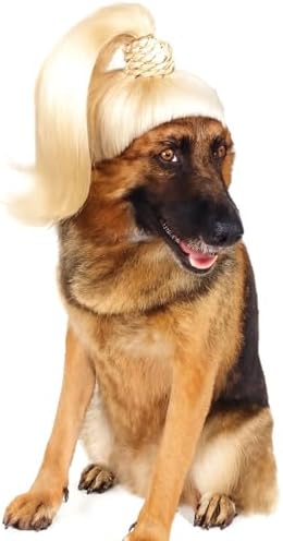 Blond Long Hair Ponytail Funny Pet Wig – Dog Wig for Large Girl Dog –Large Dog Costume for Halloween, Party, Photo Shoots – 3D Natural Look – Fits 15kg-50kg Pets - Image 4