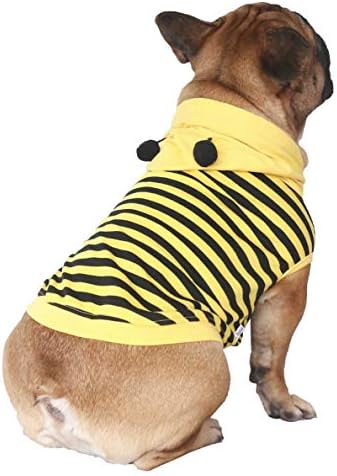 iChoue French Bulldog Halloween Costume Clothes Hoodie Bee Yellow, L+ - Image 2