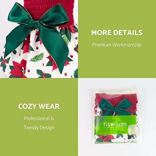 Fitwarm Christmas Poinsettia Flower Dog Turtleneck Dress, Holiday Clothes for Small Dogs Girl, Pet Festive Outfit, Red, White, Medium - Image 5