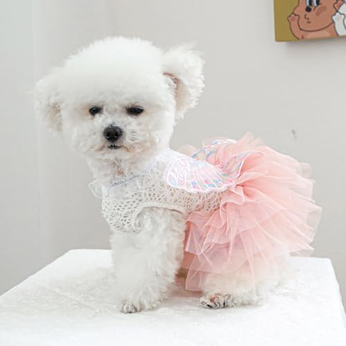 Fashion Sweet Puppy Dog Blingbling Princess Skirt Pet Dog Lace Cake Camisole Tutu Dress B-Pink L - Image 5