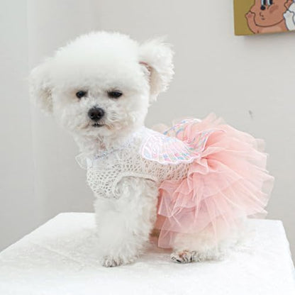 Fashion Sweet Puppy Dog Blingbling Princess Skirt Pet Dog Lace Cake Camisole Tutu Dress B-Pink XS - Image 5