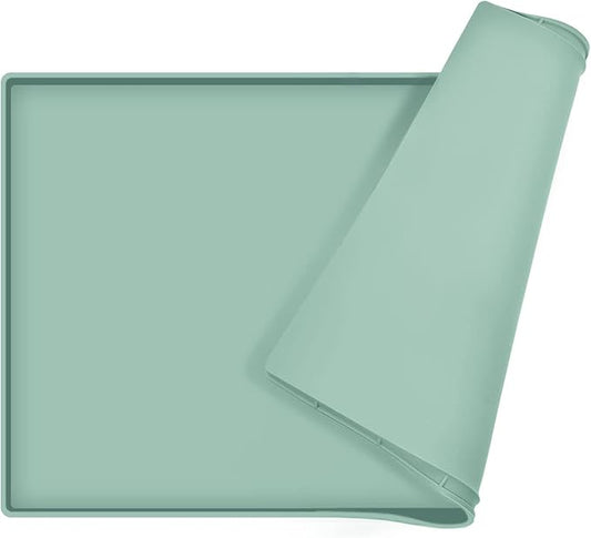 Dog Food Mat,Silicone Waterproof Food Tray,Non Slip Pet Bowl Mats Placemat,1" Raised Edge,Suitable for Most Small and Medium Sized Pets,32" x 24"
