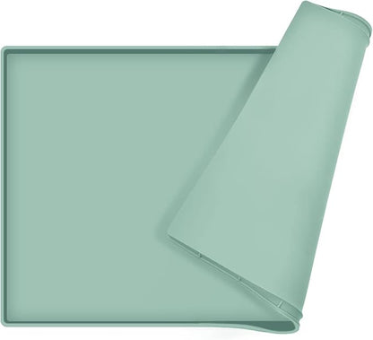 Dog Food Mat,Silicone Waterproof Food Tray,Non Slip Pet Bowl Mats Placemat,0.6" Raised Edge,Suitable for Most Small and Medium Sized Pets,24" x 16"