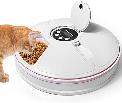 Automatic Cat Feeder Auto Cat Food Dispenser Smart Cat Feeder for Dogs, Cats & Small Animals W/Programmable Timer with 6 Meals Suitable Wet & Dry Food with Voice Reminder