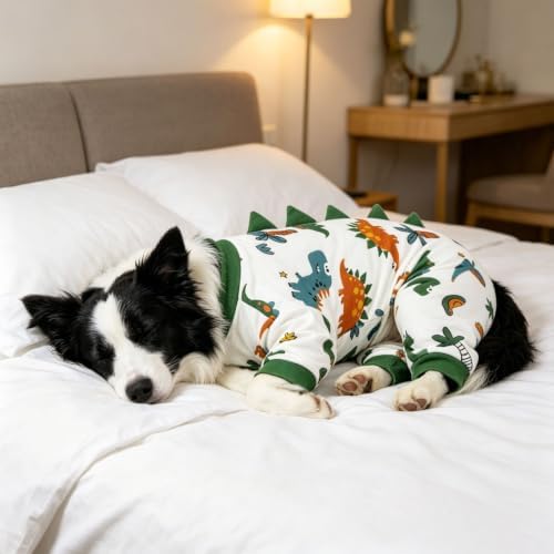 DELIFUR Dinosaur Costume Dog Pajamas- Soft Pjs Recovery Suit Stretchable Cozy Pullover Design Cute Breathable Sleepwear Onesie for Small Dog - Image 7