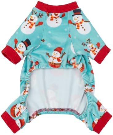 Fitwarm Snowman Dog Pajamas, Funny Christmas Clothes for Small Dogs Boy Girl, Holiday Pet Outfit, Blue, Red, White, Medium - Image 2