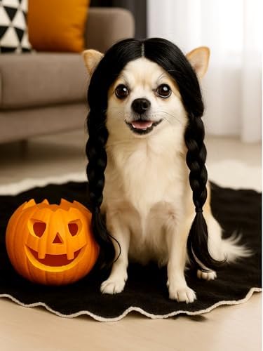 Swooflia Gothic Halloween Dog Wig for Large Medium Breed Dogs by Swooflia
