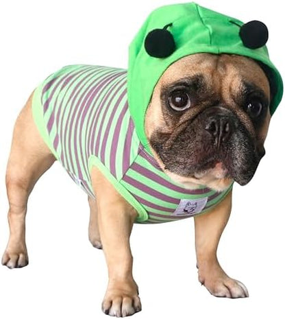 iChoue French Bulldog Halloween Costume Clothes Hoodies Outfit Bee Green, L - Image 2