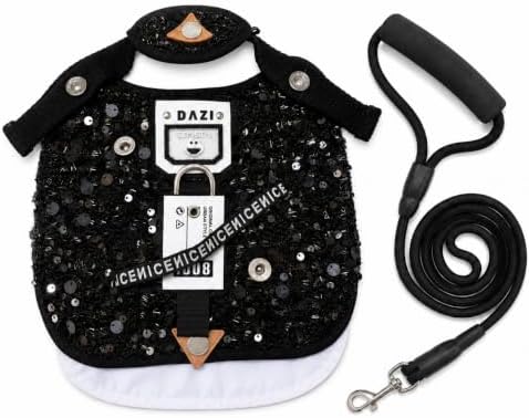 Sequin Dog Harness Costume with Leash, S for Small Dogs & Cats by MengMengDaDogSweater