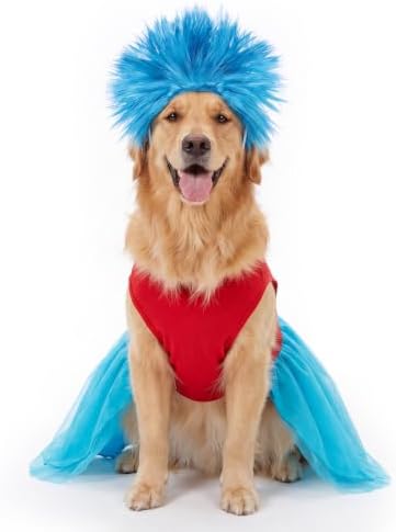 Gilprop 2 Pcs Halloween Dog Costume with Blue Wig for Dog Tutu Dress, XL by Gilprop