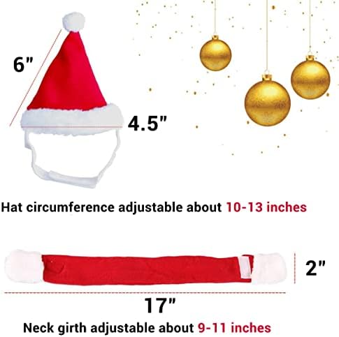 Cat Santa Hat with Scarf, Christmas Hats for Cats Small Dog Santa Hat Christmas Costume for Cat Rabbit Puppy Doll Decoration, Red S - Image 3