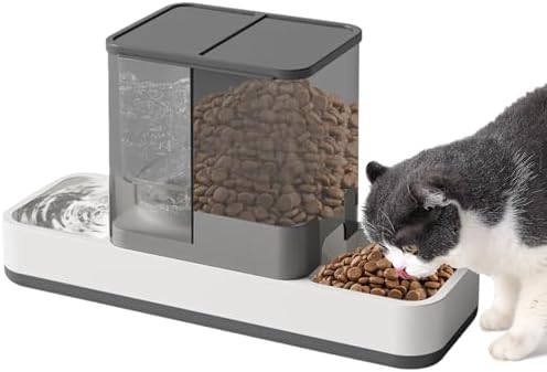 Yummy Sam Automatic Small Pet Feeder and Water Dispenser, Grey
