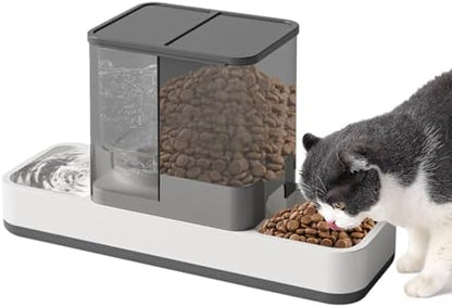 Yummy Sam Automatic Small Pet Feeder and Water Dispenser, Grey