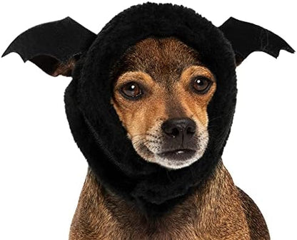 Furhaven XS to SM Dog Hat, Washable & Cozy - Plush Faux Fur Flex-Fit Black Bat Dog Hat Costume - Black, Extra Small to Small by FurHaven