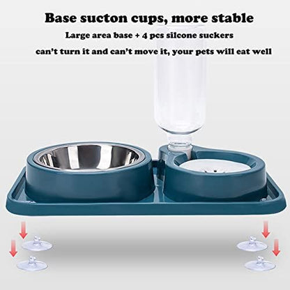 Love Dream Double Dog Cat Bowls, Anti-Slip Pet Food and Water Bowl Set