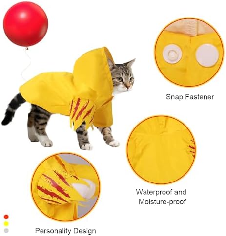 Halloween Dog Costume Bloodstain Hooded Raincoat Red Balloon for Scary Dog - Image 3