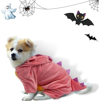 DELIFUR Dinosaur Dog Halloween Costume Pet Dino Hoodie for Small Dogs Cats (L, Pink) - Image 5